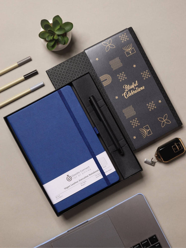 Doodle A5 Undated Executive Gift Set| Vegan Leather Notebook|192 Pages|Stylish Pen with Stylus (Notable 1)