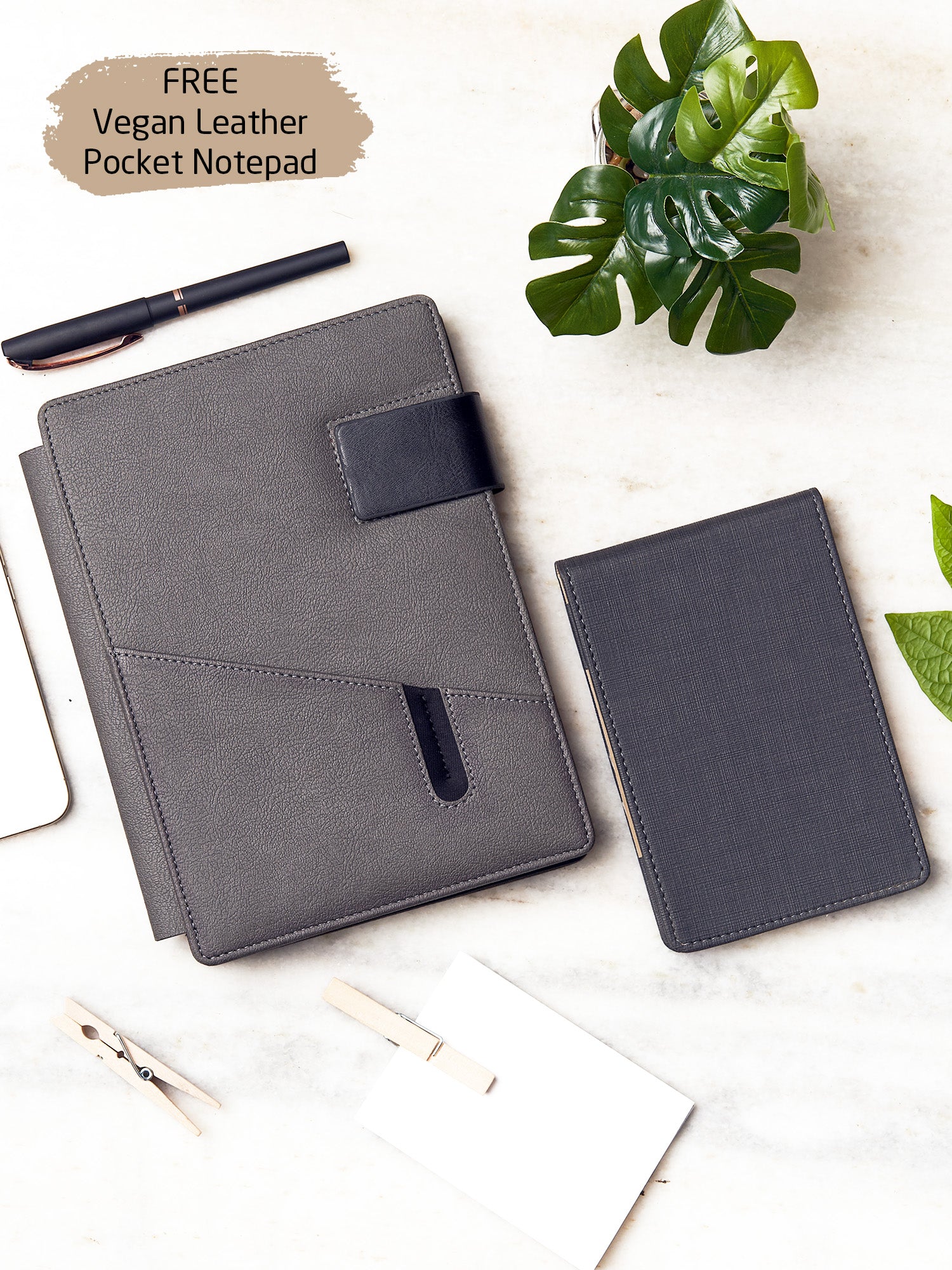 A5 Primo Refillable Slip Jacket Organizer Notebook + Victoria Vegan Leather Pocket Notepad - Combo