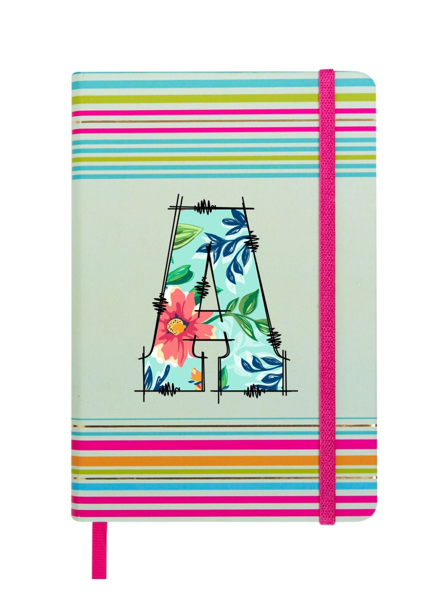 Doodle Initial A Stripes Theme Premium Hard Bound B6 Notebook Diary