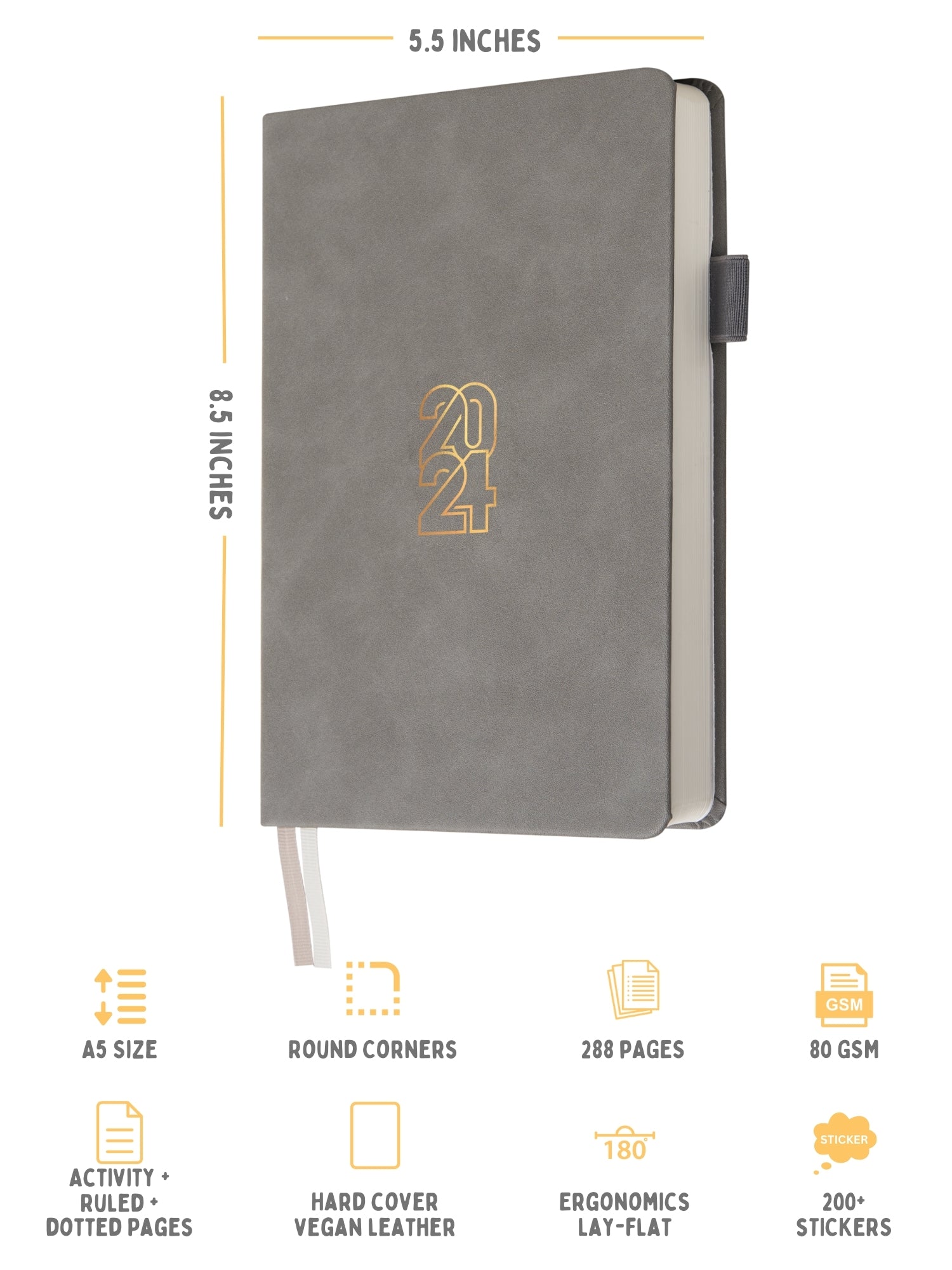 Doodle A5 Vegan Leather Hard Bound Productivity Planner kit (2024)