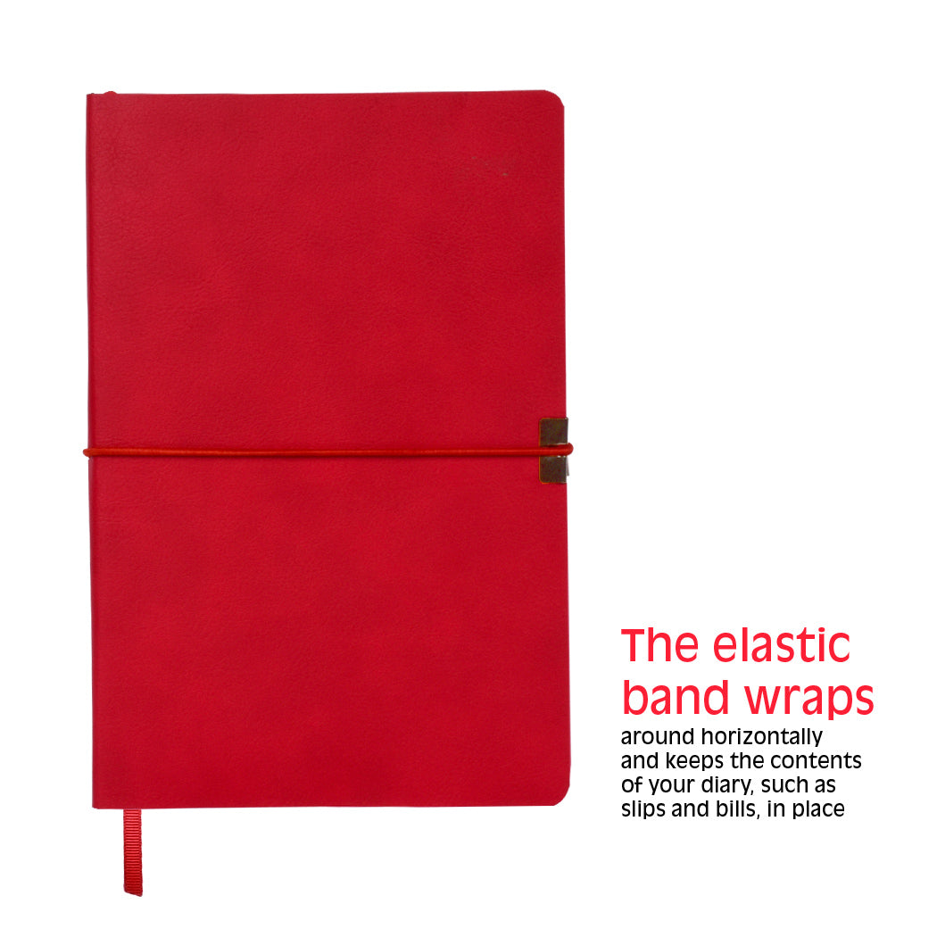 DOODLE Windsor A5 Hard Bound Notebook with Elastic Band - Red