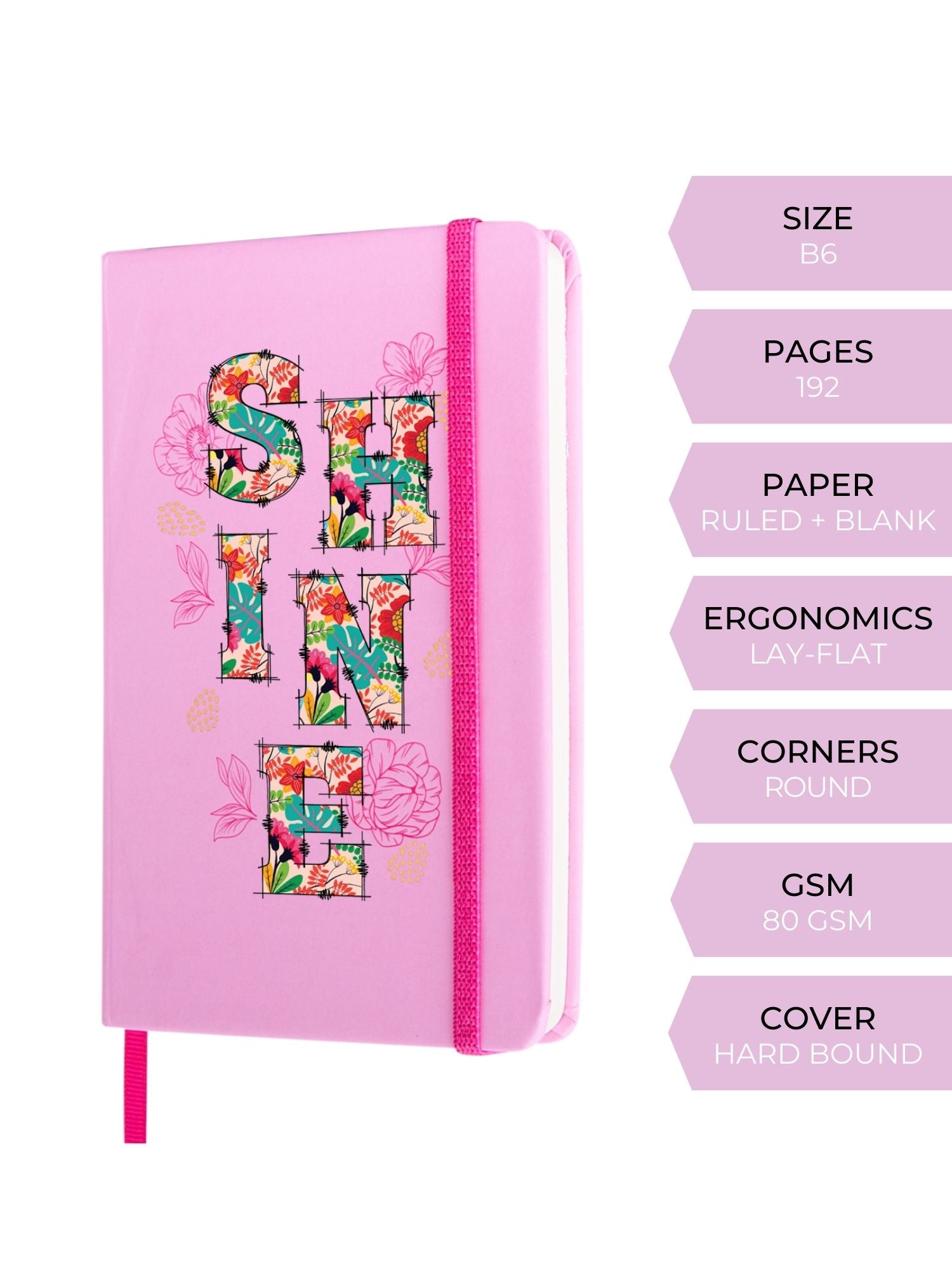DOODLE Camellia Hardbound B6 Diary Notebook - SHINE