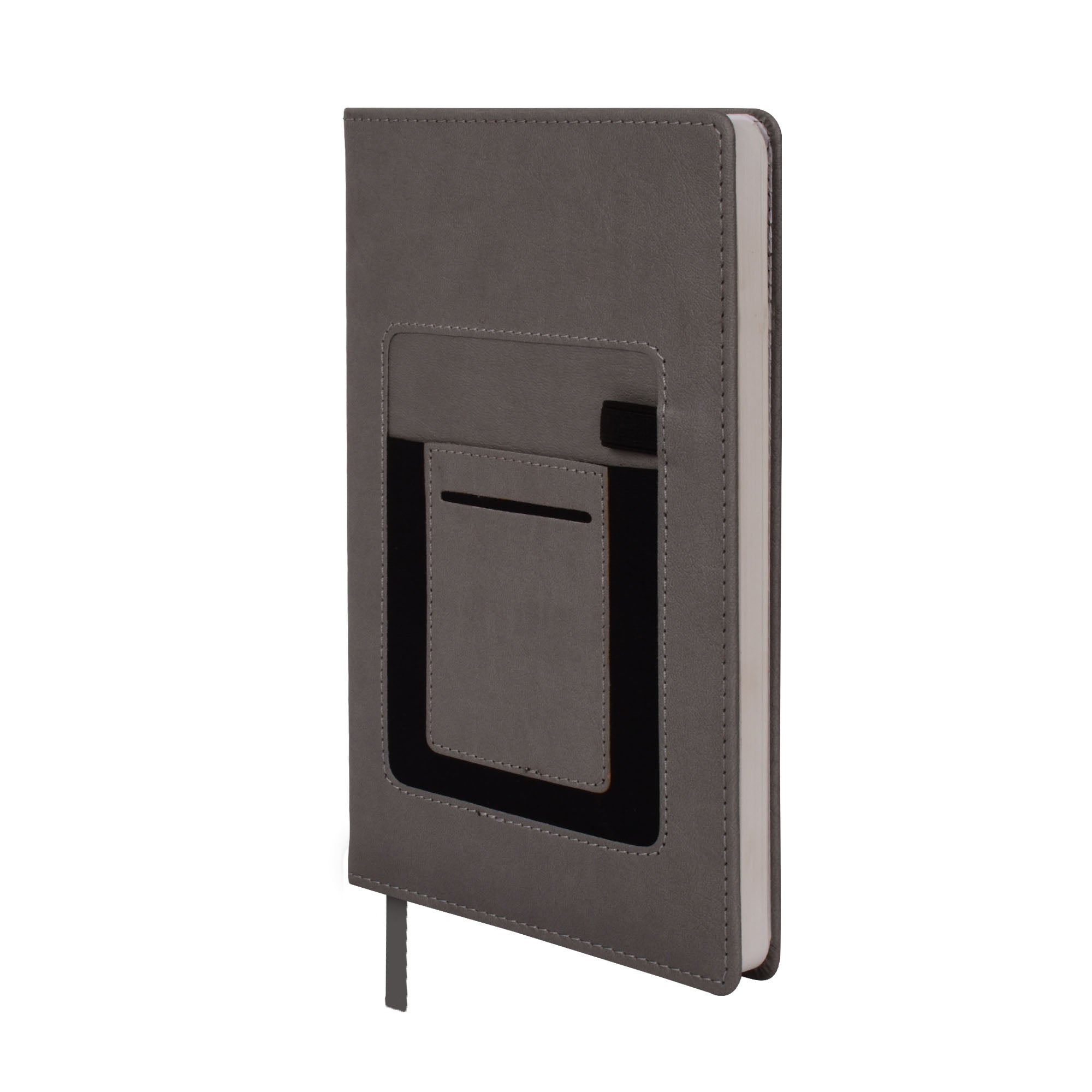 Edgemont Diary - A5 Hardbound Faux Leather Notebook - Grey