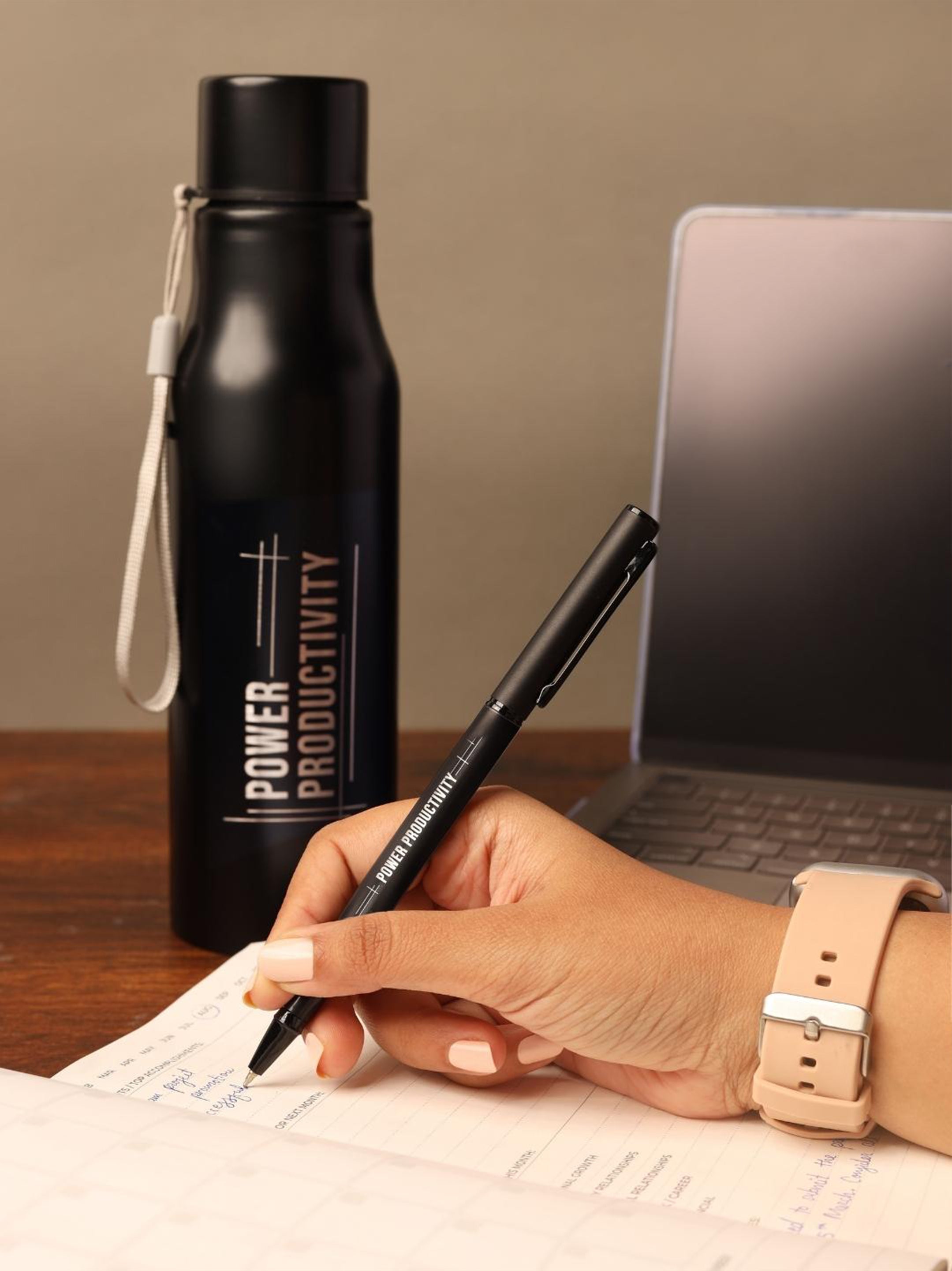 Doodle A5 Undated Executive Gift Set Includes Productivity Planner + Pen + Water Bottle (Goal Getter 2)