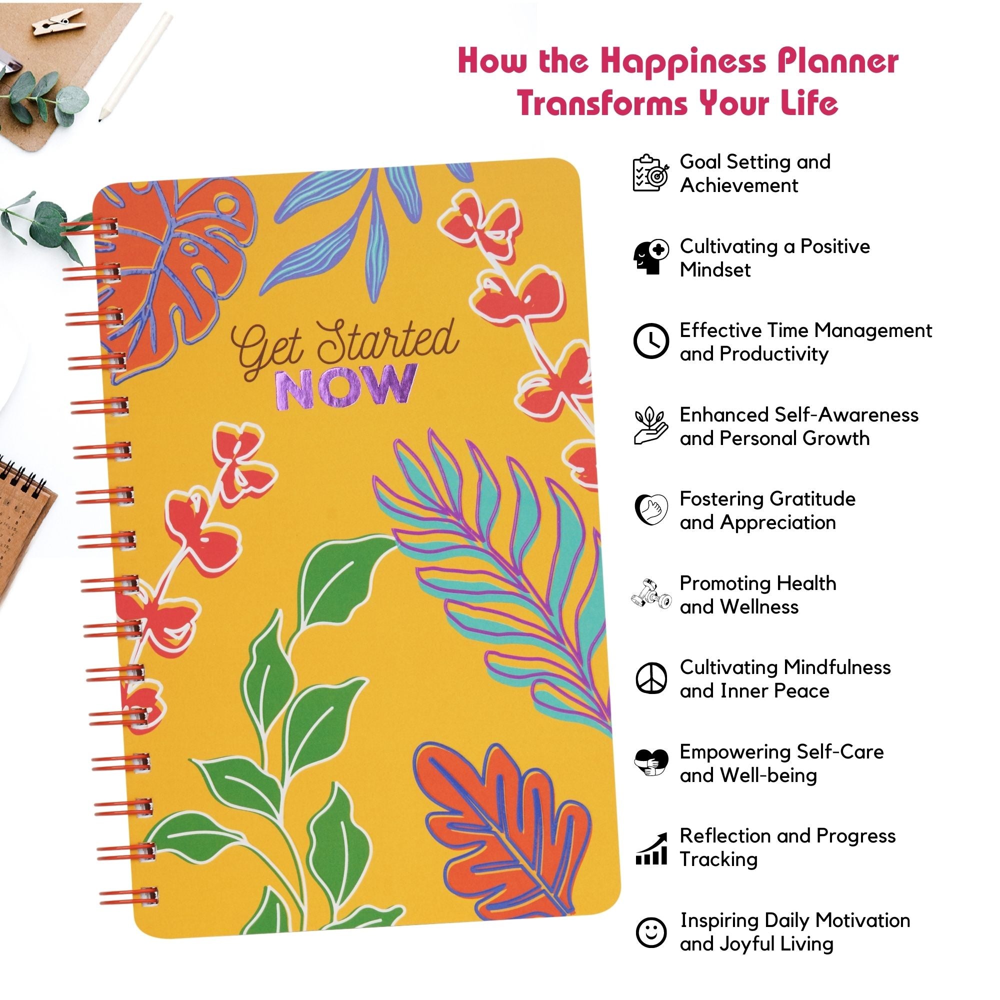 Doodle A5 Undated Wiro Bound Happiness Planner (Get Started)