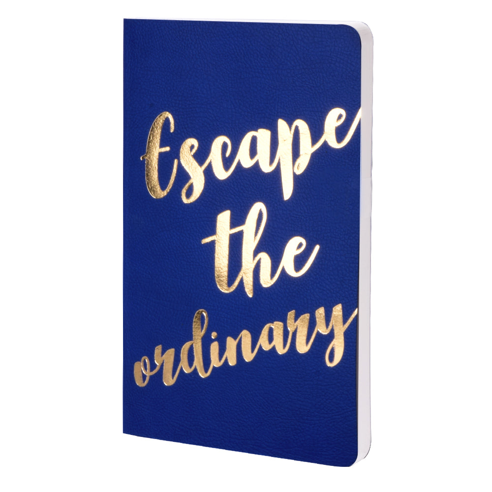 DOODLE Embrace The New Journal/Diary/Composition Notebook PU Leather, Soft Bound, Ruled, 200 Pages, A5 (8.5" x 5.5"), Blue