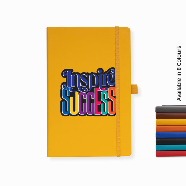 Doodle Pro Series Executive A5 PU Leather Hardbound Ruled Yellow Notebook with Pen Loop [Inspire Success]