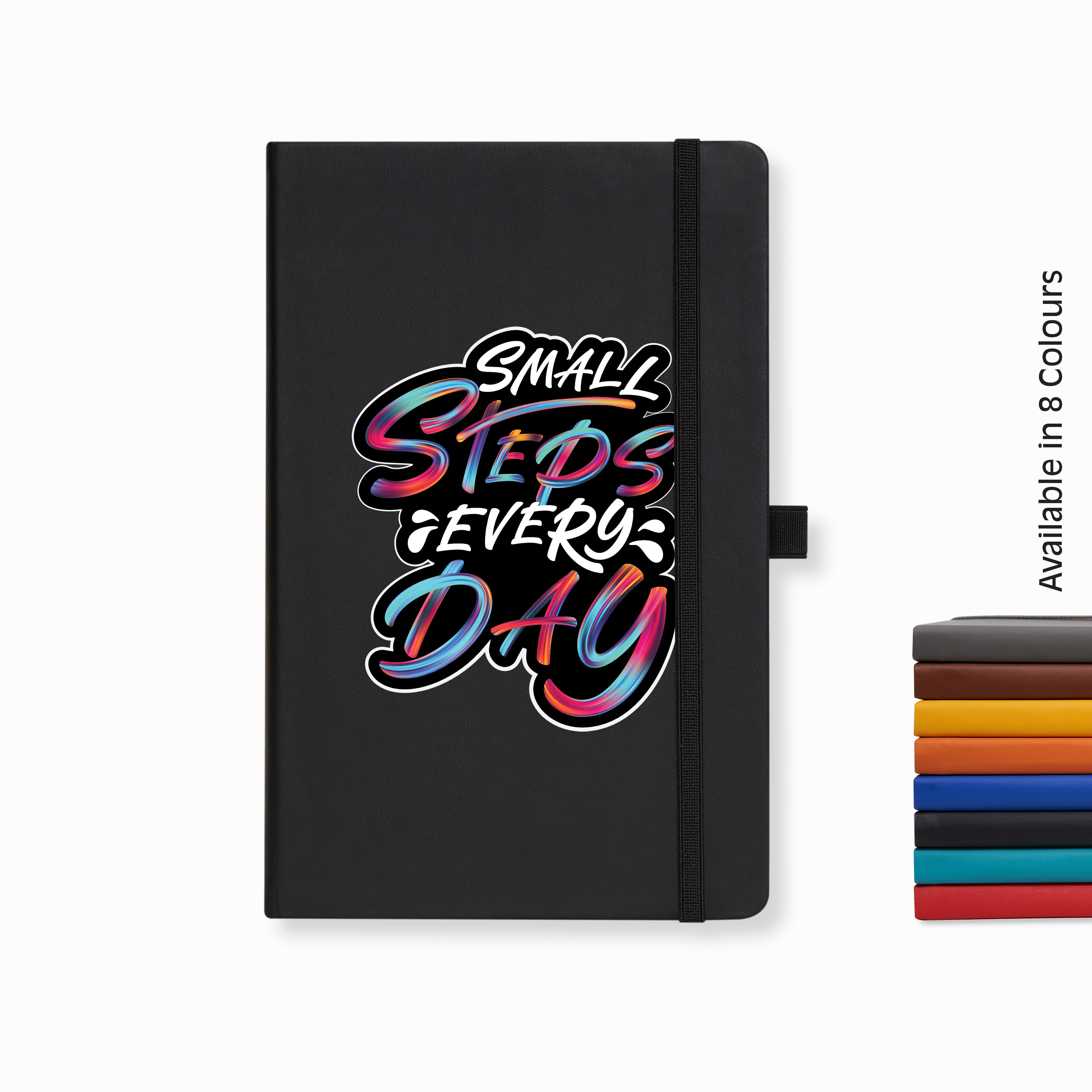 Doodle Pro Series Executive A5 PU Leather Hardbound Ruled Black Notebook with [Small Steps Every Day]