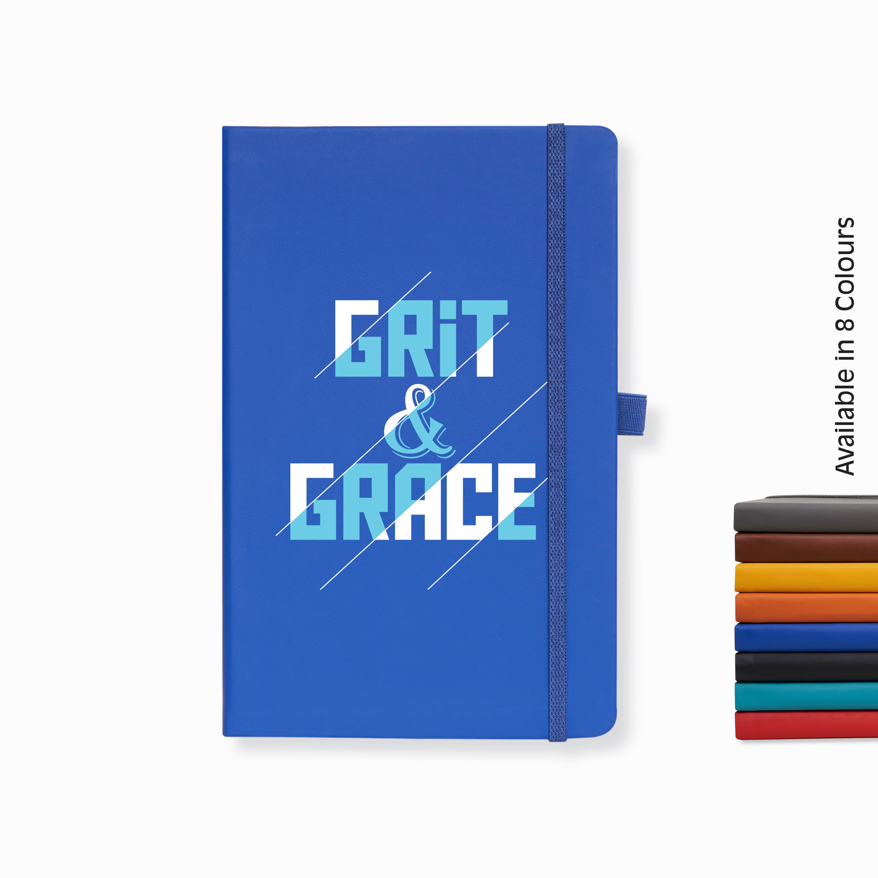 Doodle Pro Series Executive A5 PU Leather Hardbound Ruled Bright Blue Notebook with Pen Loop [Grit & Grace]