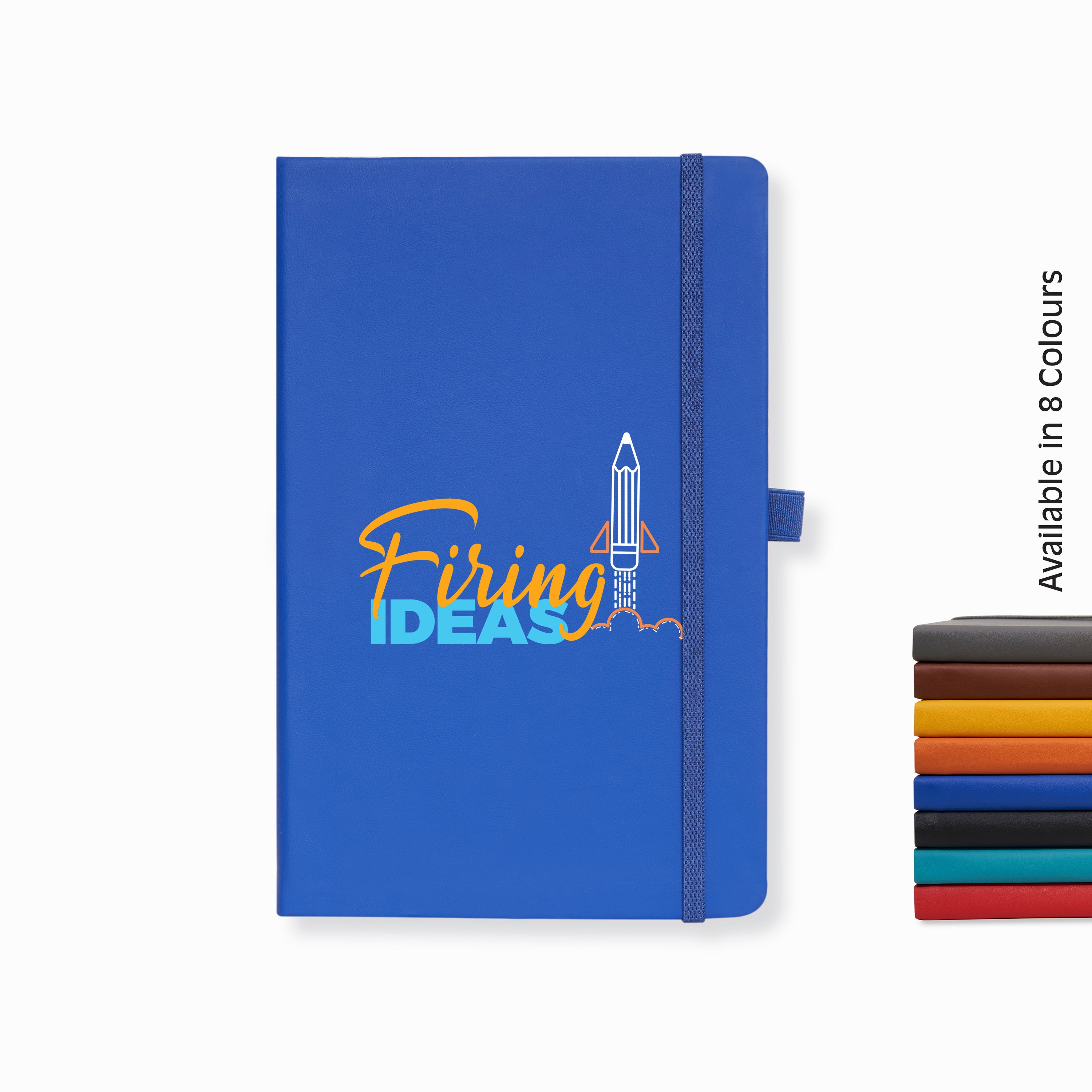 Doodle Pro Series Executive A5 PU Leather Hardbound Ruled Bright Blue Notebook with Pen Loop [Firing Ideas]