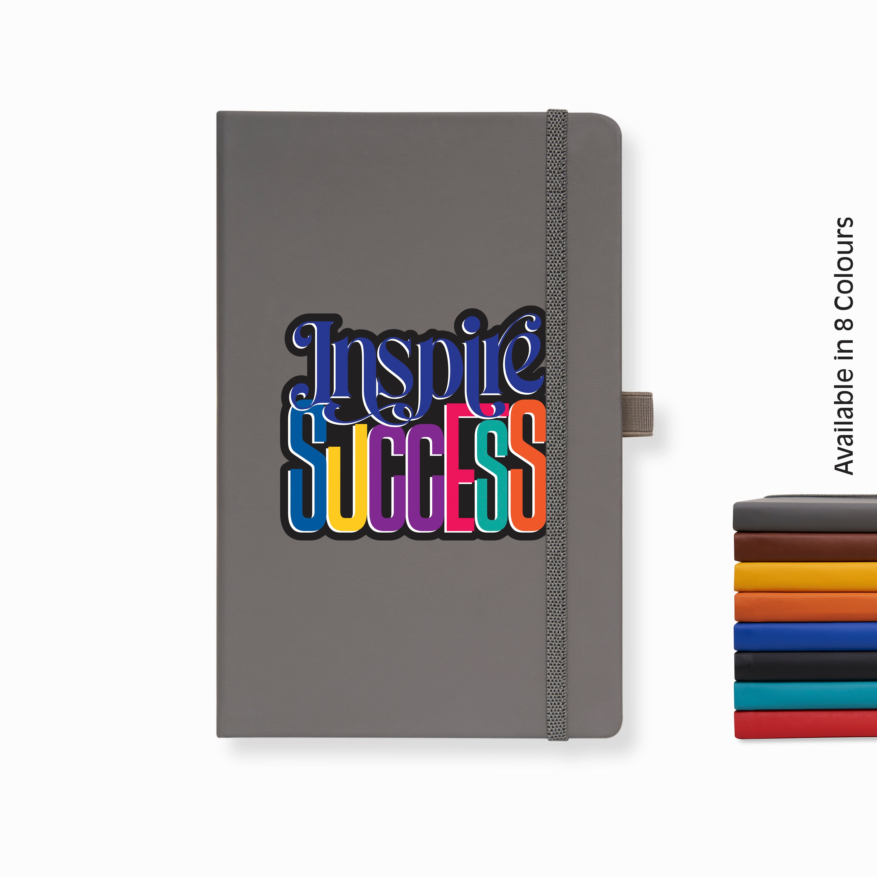Doodle Pro Series Executive A5 PU Leather Hardbound Ruled Grey Notebook with Pen Loop [Inspire Success]