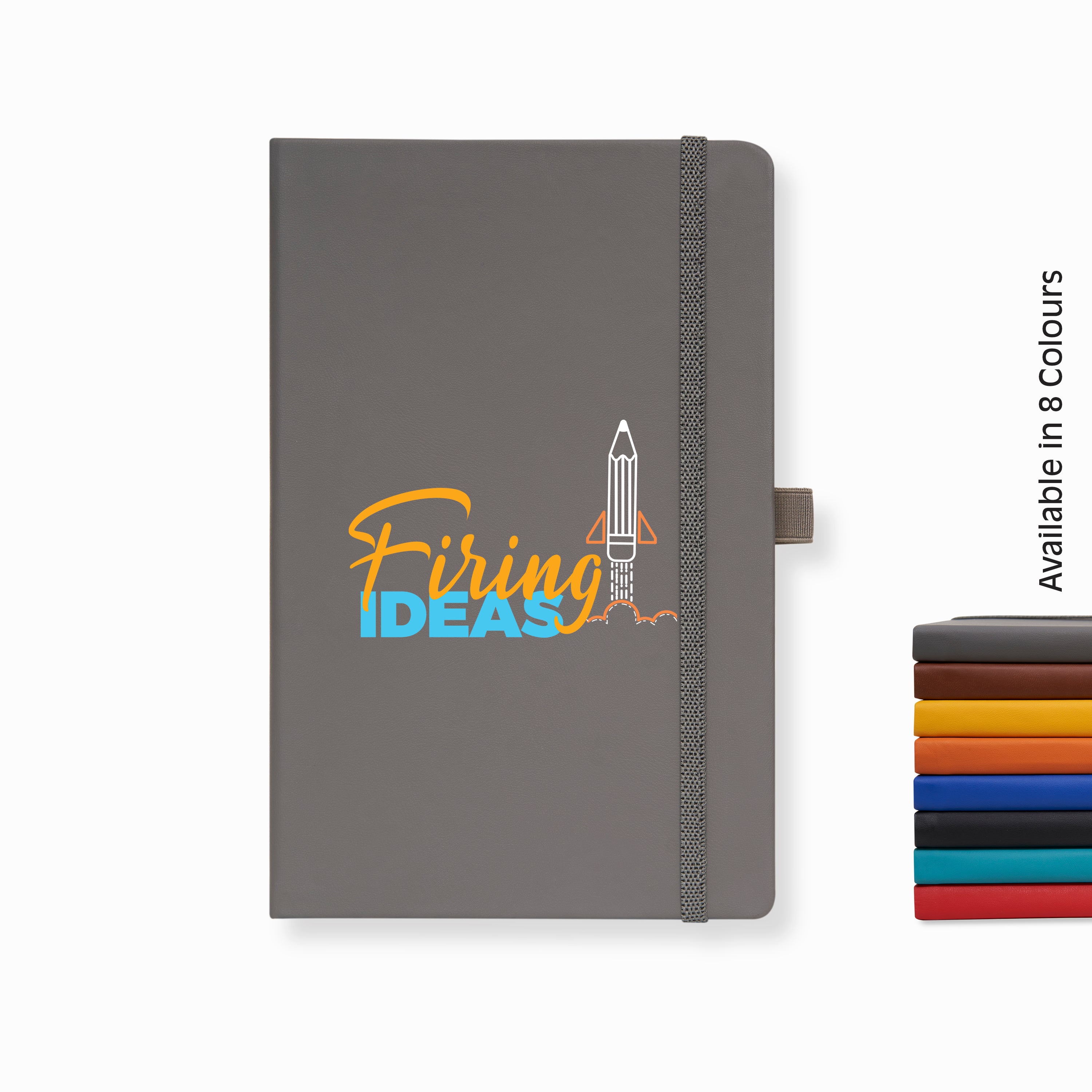 Doodle Pro Series Executive A5 PU Leather Hardbound Ruled Grey Notebook with Pen Loop [Firing Ideas]