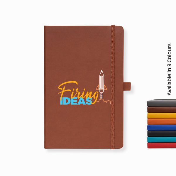 Doodle Pro Series Executive A5 PU Leather Hardbound Ruled Brown Notebook with Pen Loop [Firing Ideas]