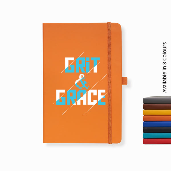 Doodle Pro Series Executive A5 PU Leather Hardbound Ruled Orange Notebook with Pen Loop [Grit & Grace]