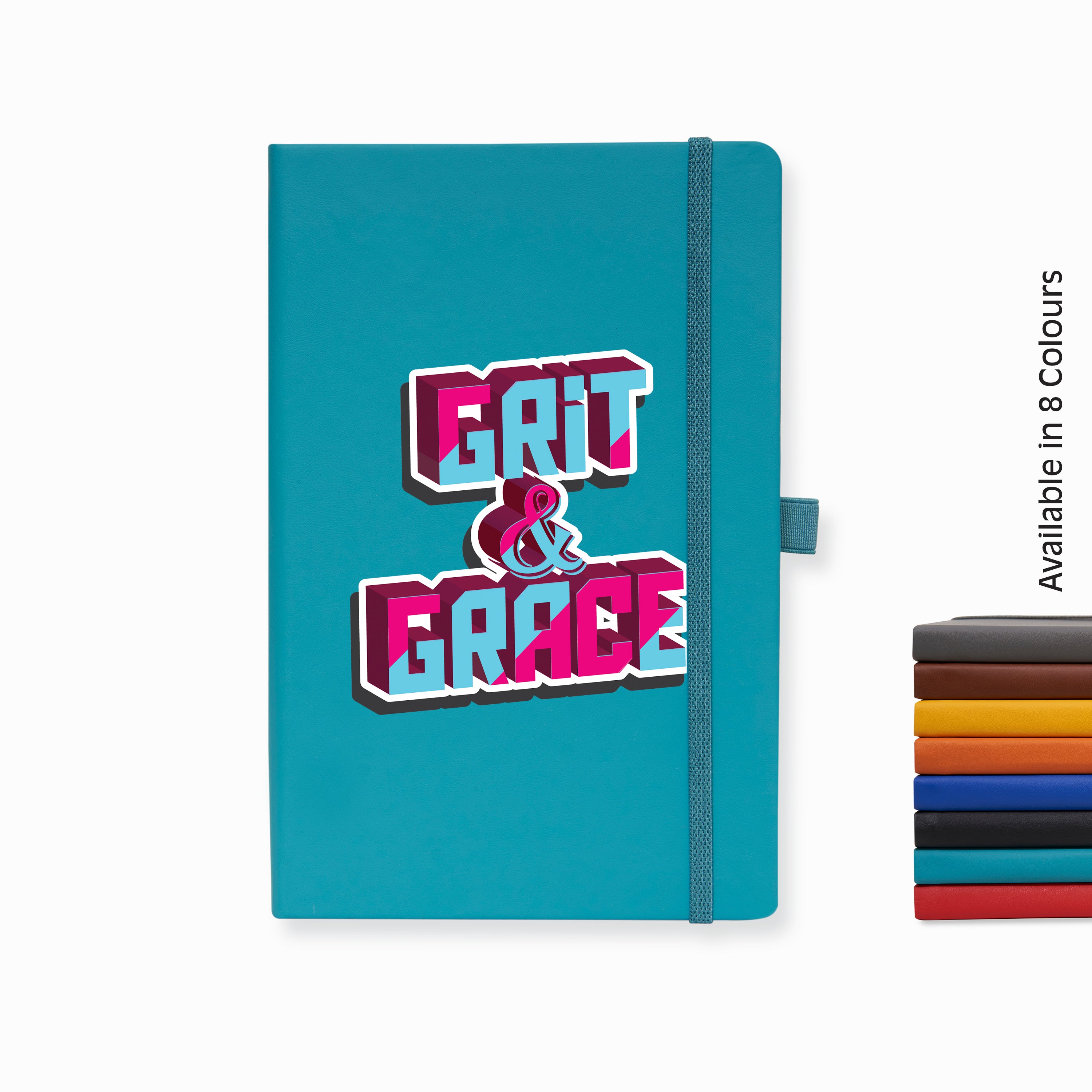 Doodle Pro Series Executive A5 PU Leather Hardbound Ruled Turkish Blue Notebook with Pen Loop [Grit & Grace]