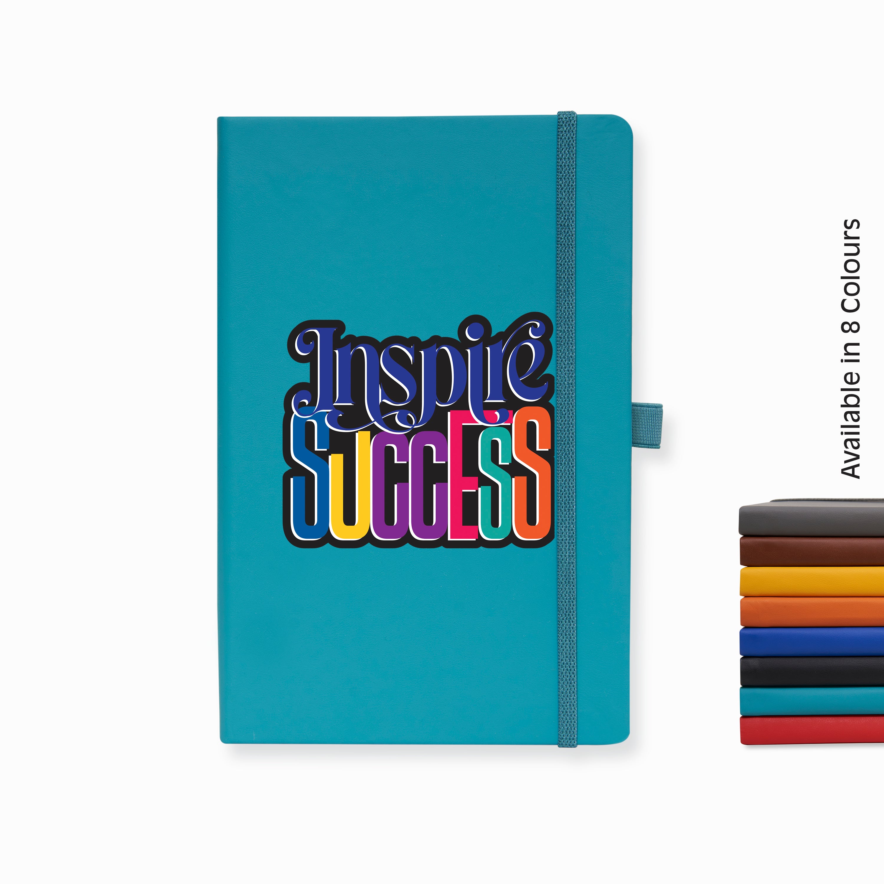 Doodle Pro Series Executive A5 PU Leather Hardbound Ruled Turkish Blue Notebook with Pen Loop [Inspire Success]