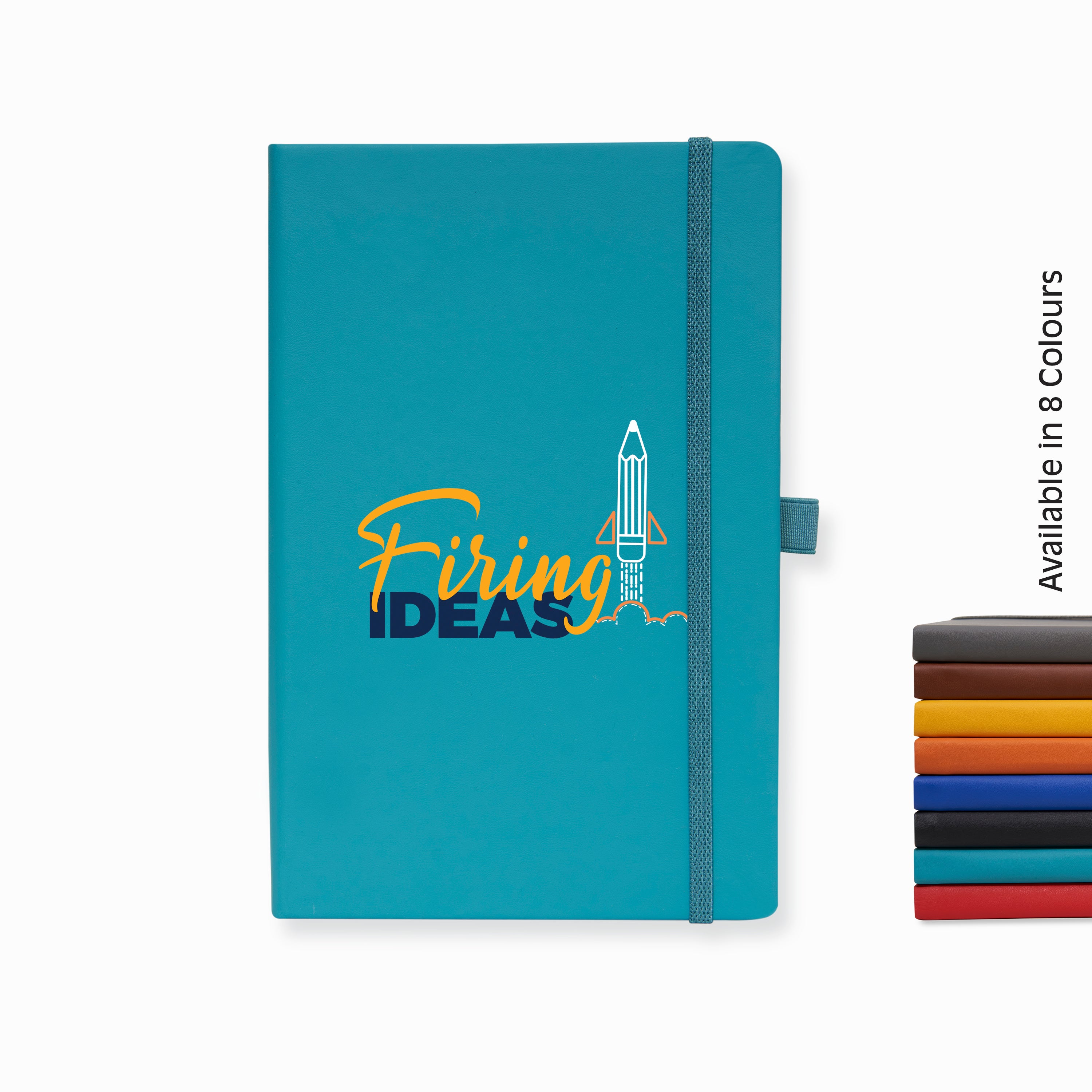Doodle Pro Series Executive A5 PU Leather Hardbound Ruled Turkish Blue Notebook with Pen Loop [Firing Ideas]