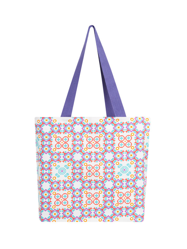 Doodle Premium Zipper Traditional Tiles Tote Bag