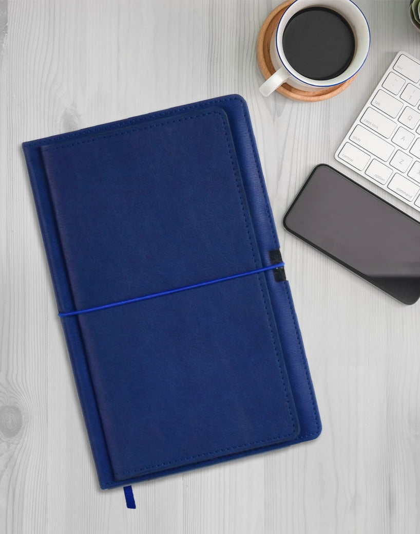 Doodle Pu Leather Hardbound Executive Cambie Blue A5 Notebook - DoodleCollection Store